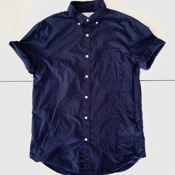 Old Navy Fitted Navy Dot Button Down - Picture 3 of 8